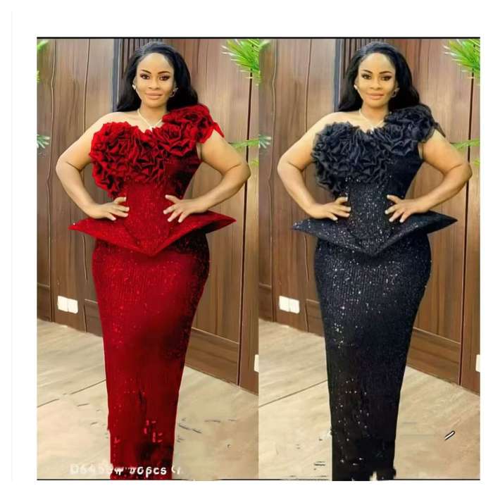 One Shoulder Bebllum Sequin Dress