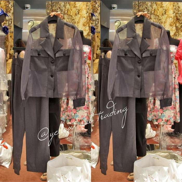 Wide Leg Pants & V-Neck Shirt Set - PINK / S