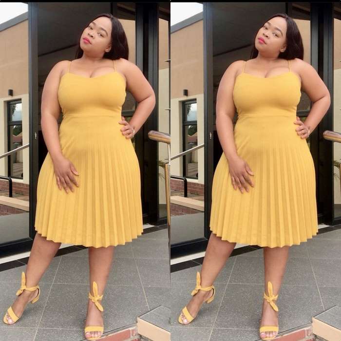 Pleated Midi Dress - MUSTARD / XL