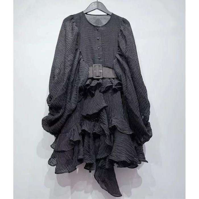Ruffles Lantern Long Sleeve Dress