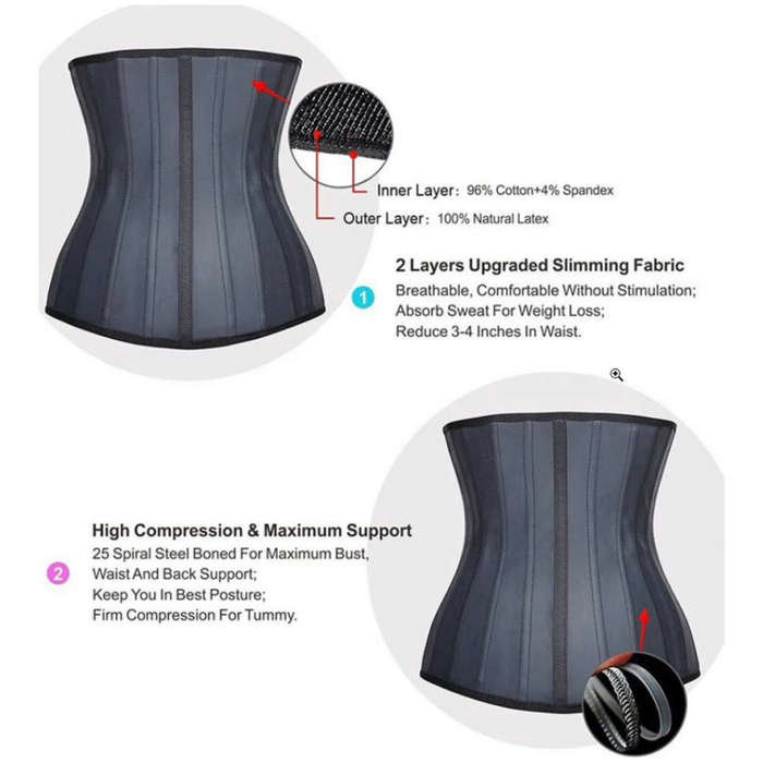 25 Steel Bone Latex Waist Trainer - M