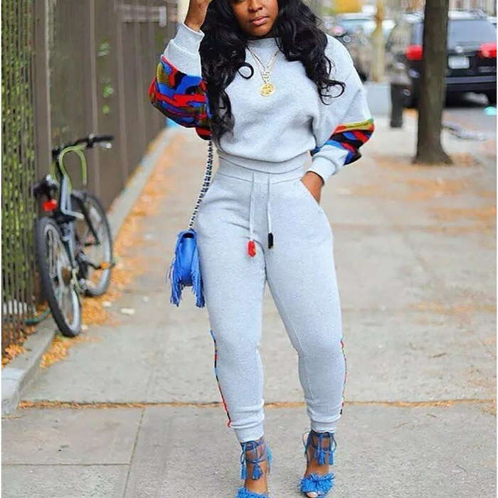 Leopard Patchwork Tracksuit - GREY / M