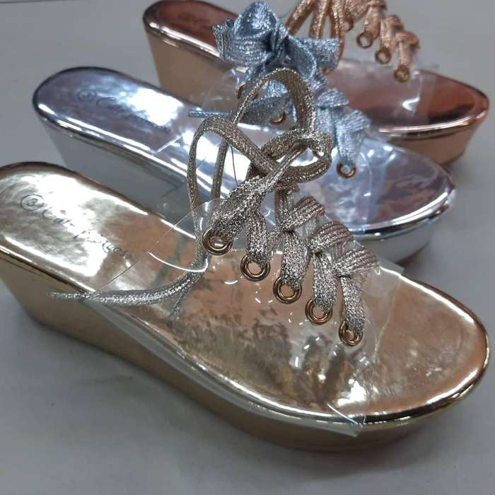 Lace Up Peep Toe Transparent Wedges