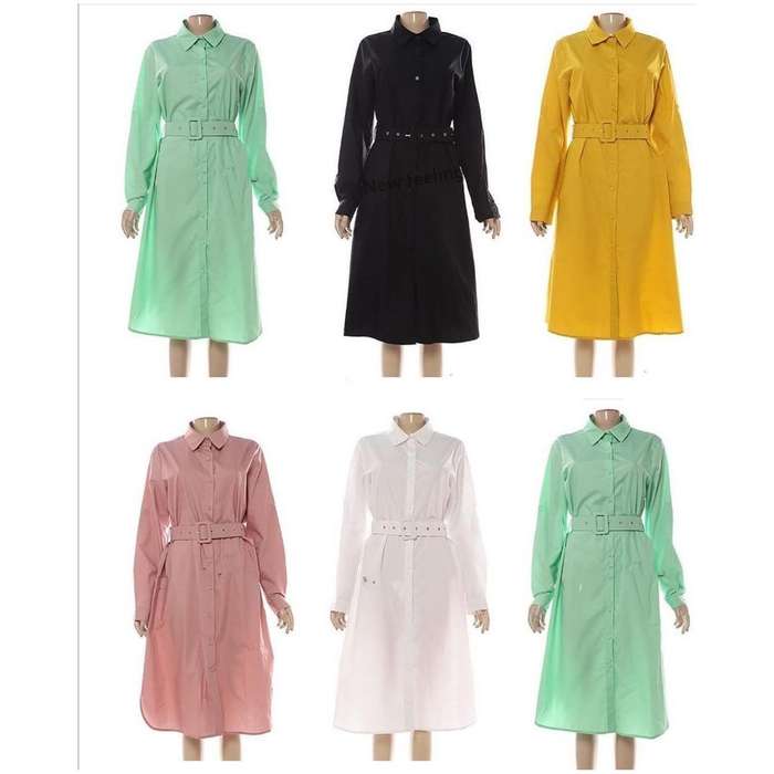 V-Neck Button Up Shirt Dress