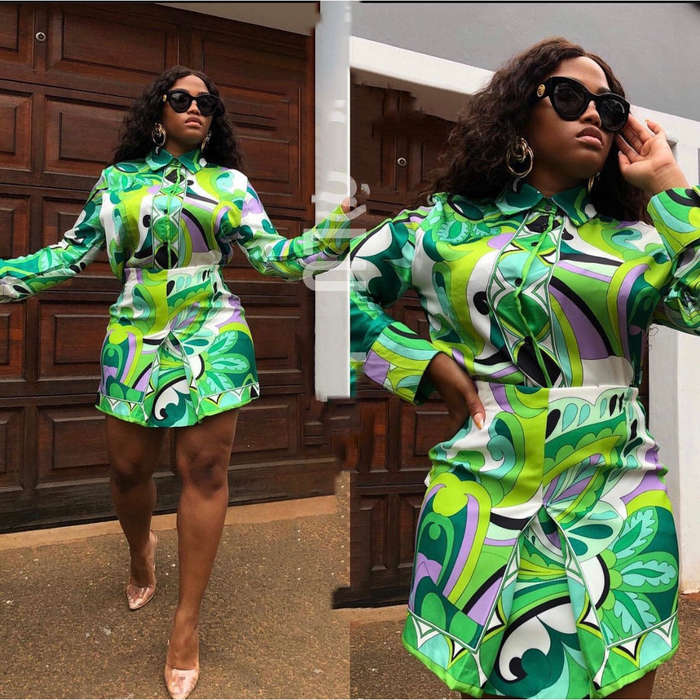 High Waisted Skirt Soft Button Shirt Suit