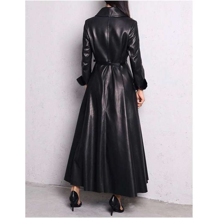 Maxi Pu Leather Tranche Coat