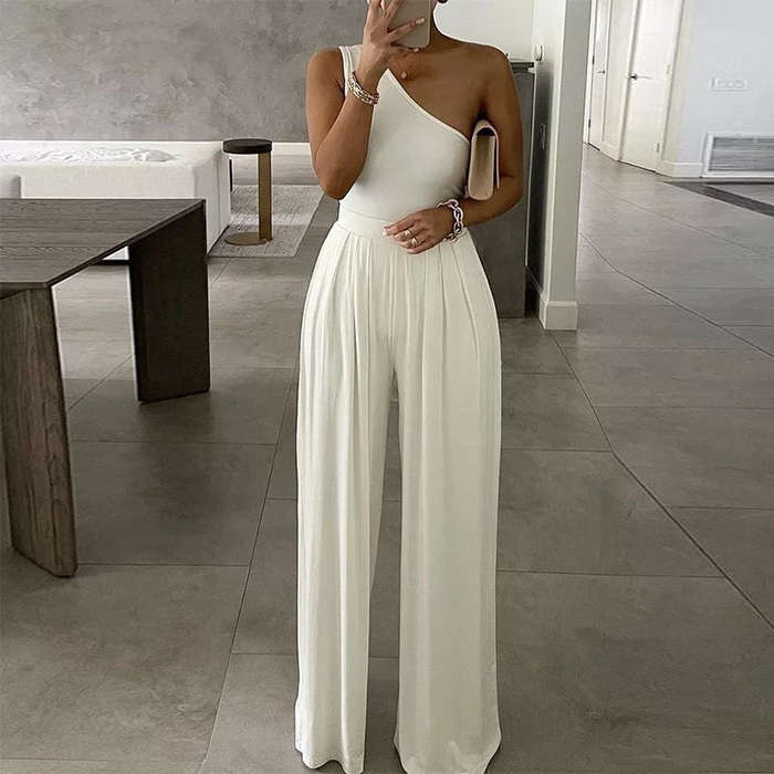 Wide Leg Pants and one Hand Bodysuit Set