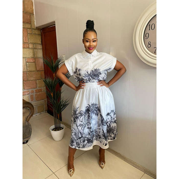 Forest Print Shirt and Skirt Set