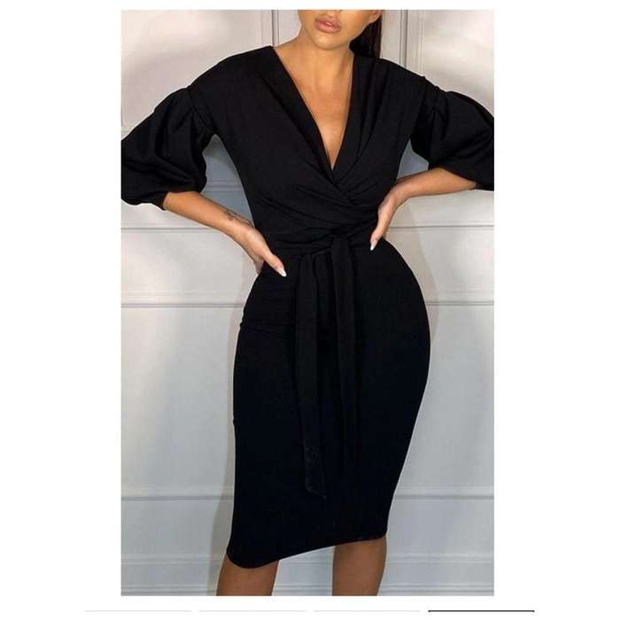 Deep V-Neck Cold Shoulder Bodycon Dress - YELLOW / M