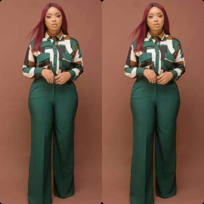 Wide-leg High waisted Pants & Printed Shirt Set