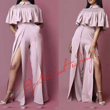 Side slit Cape jumpsuit. - YELLOW / XXL