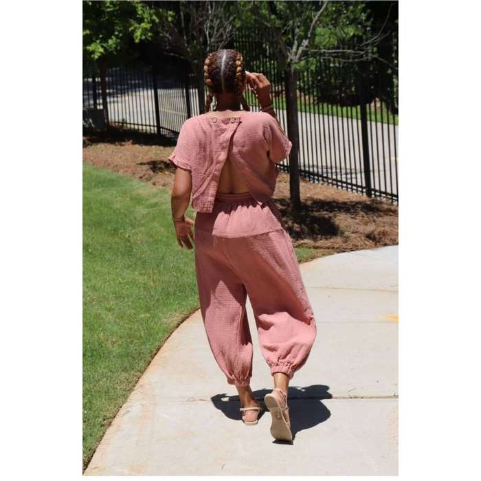 Back open twin set overall - GREEN / XS