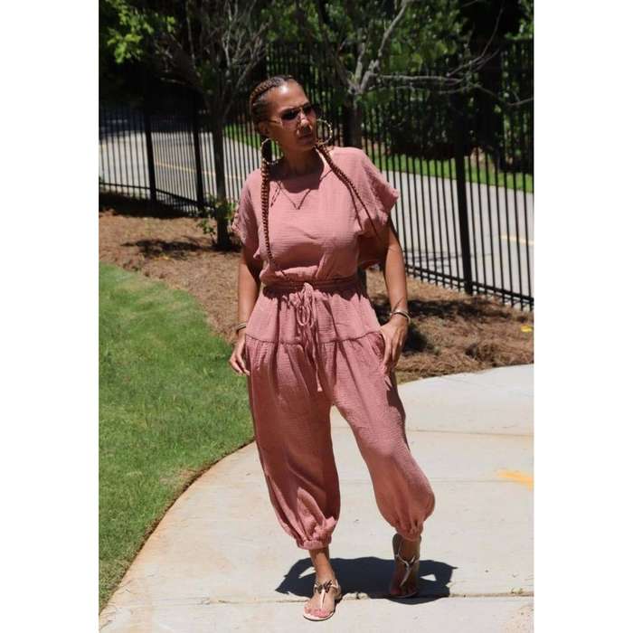 Back open twin set overall - GREEN / XS