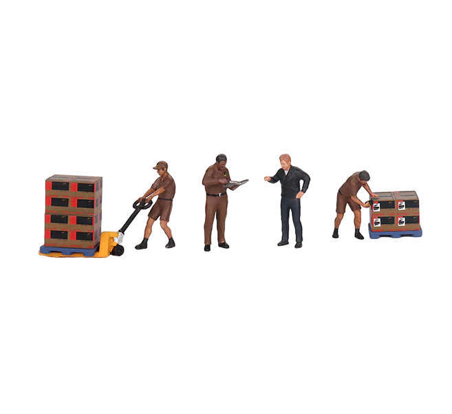 Mini GT UPS Driver and Workers Figurine 1:64 Model