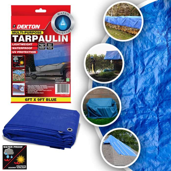 DEKTON Tarpaulin 6ft x 9ft 65 GSM - Blue