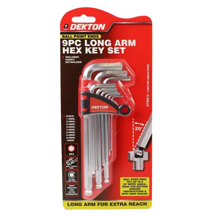 DEKTON 9PC Long Arm Ball End Hex Key Set