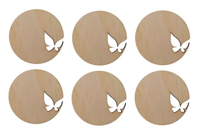 Wooden Butterfly Cutout Cup Coasters