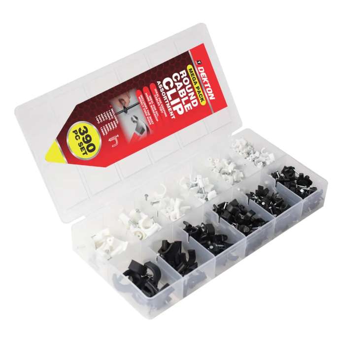 DEKTON 390PC Round Cable Clip Assortment
