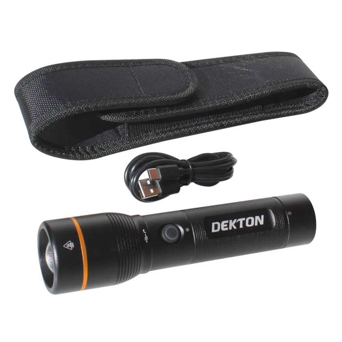 DEKTON Pro Light XP 2000 Professional Rechargeable Torch - 2000 Lumens / 300m Distance