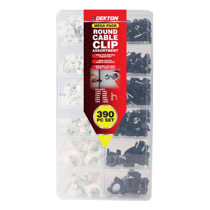 DEKTON 390PC Round Cable Clip Assortment
