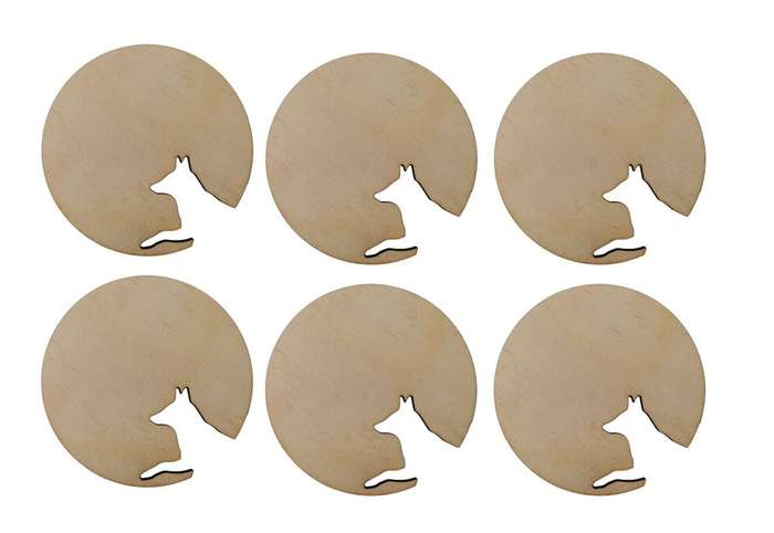 Wooden Dog Cutout Cup Coasters
