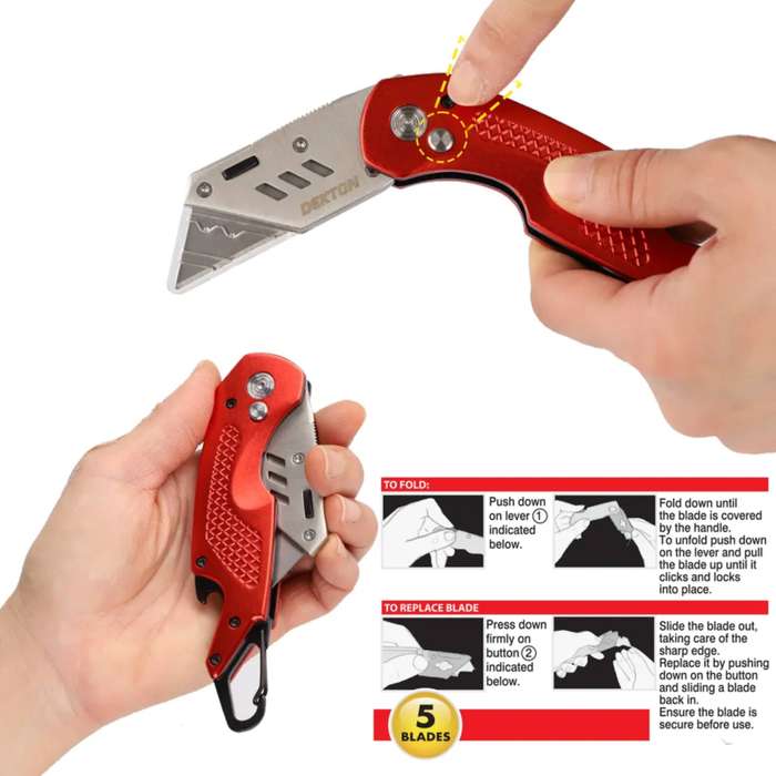 DEKTON Pro Fold Back Knife with Carabiner