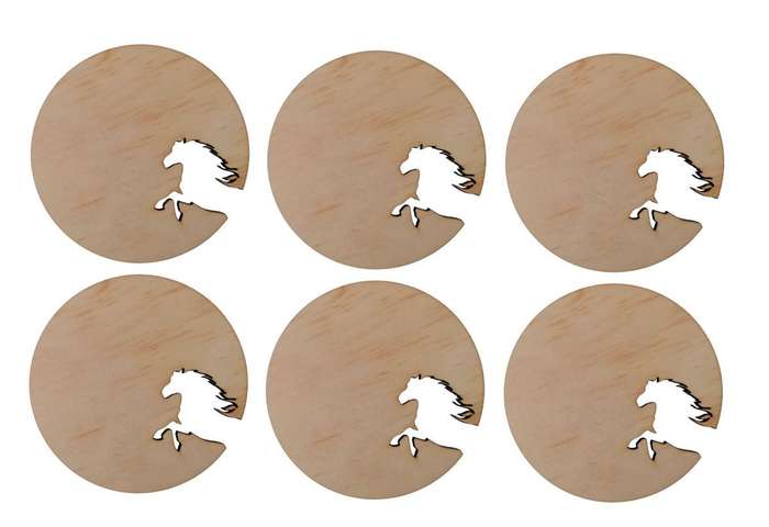 Wooden Horse Cutout Cup Coasters