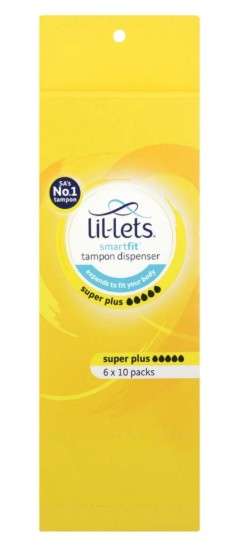 Lil-lets dispenser Super Plus 10's (6 boxes of 10 tampons)
