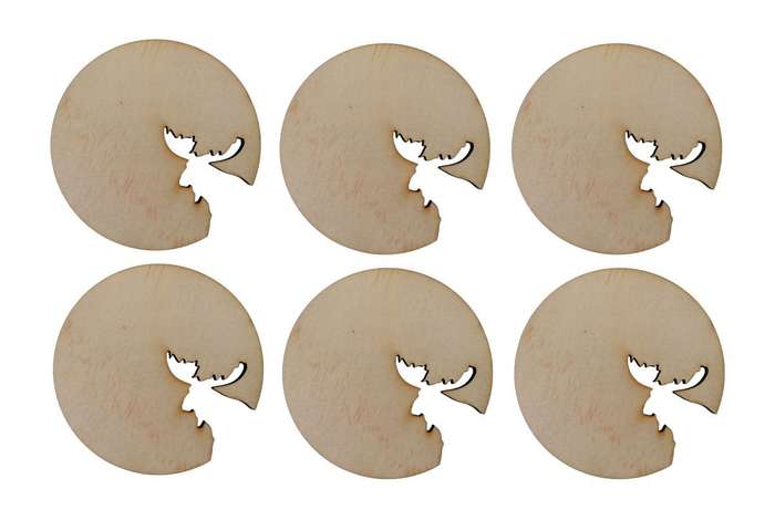 Wooden Moose Cutout Cup Coasters