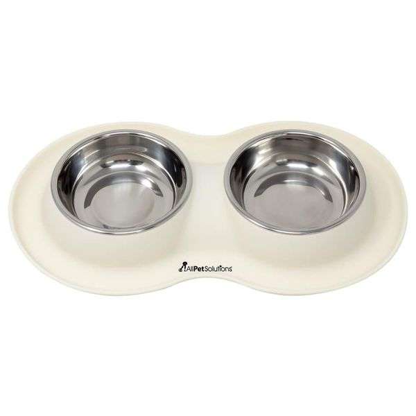 All Pets Solutions Double Bowl Pet Feeder White - XL