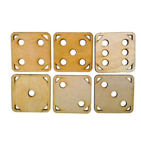 Wooden Dice Numbers Coasters - Set Of 6