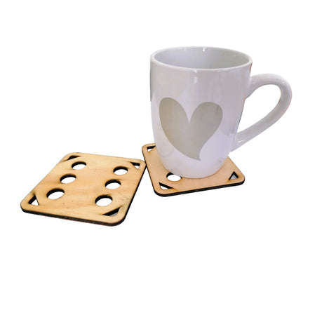 Wooden Dice Numbers Coasters - Set Of 6