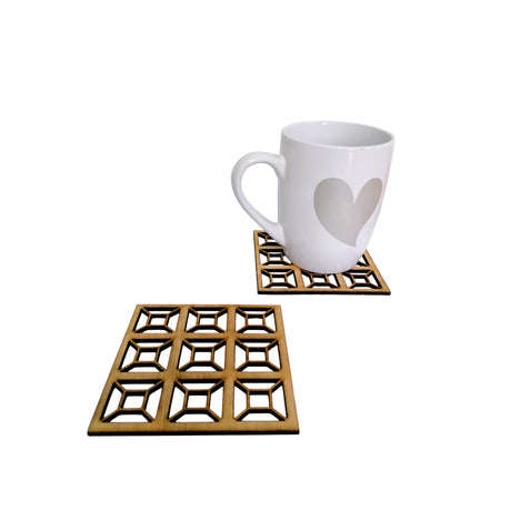 Wooden Geometric Squares Coasters