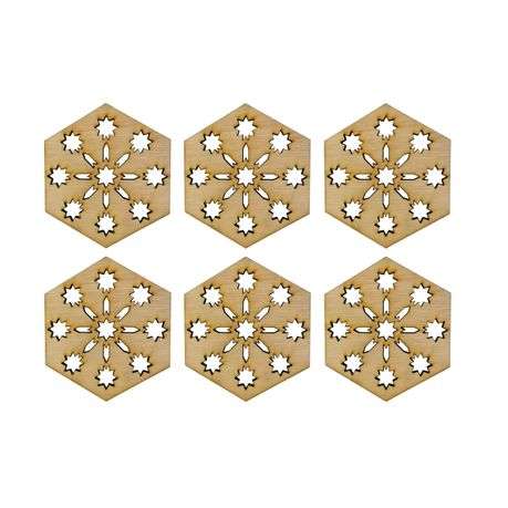 Wooden Hexagon Snowflake Coasters