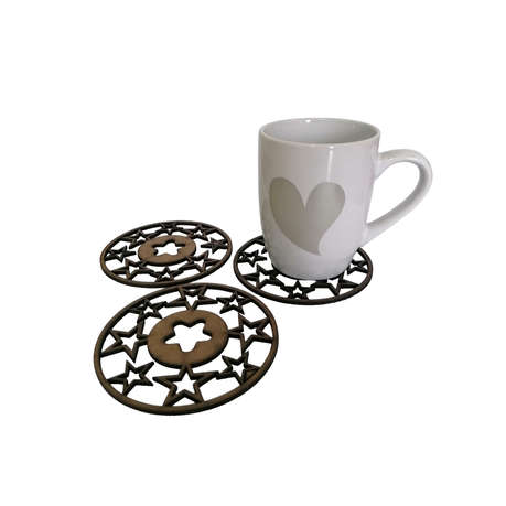 Wooden Round Stars Coasters