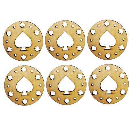 Wooden Round Spades Coasters
