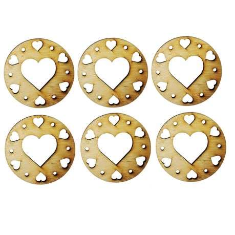 Wooden Round Hearts Coasters