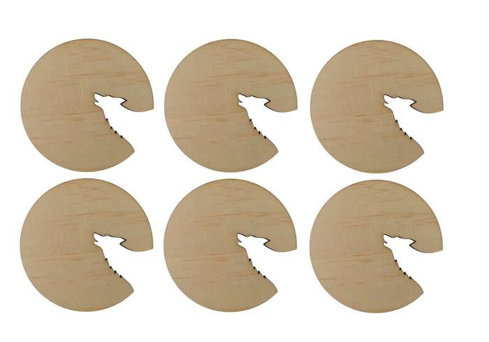 Wooden Wolf Cutout Cup Coasters