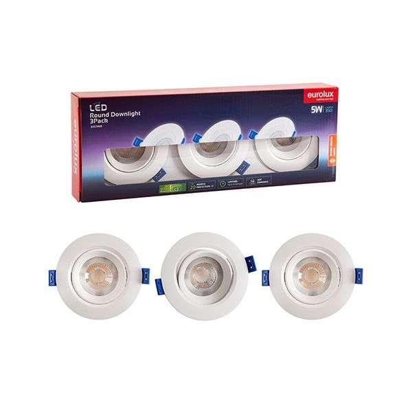Eurolux Round Downlight LED 3Pack 5W 3000K D157WW