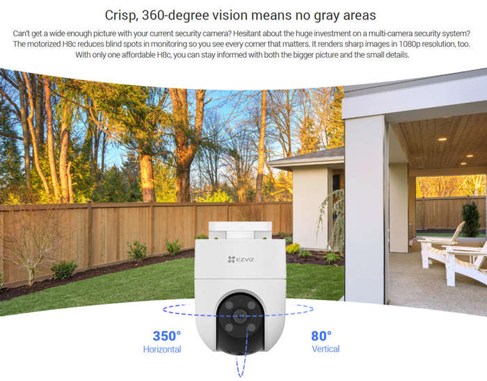 EZVIZ H8C Full HD Outdoor Pan/Tilt Security WiFi Camera