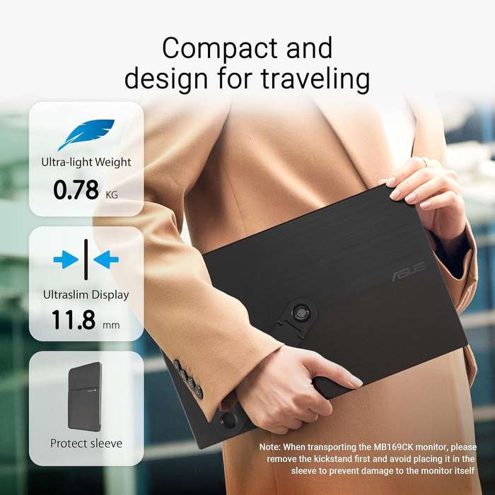 ASUS ZenScreen MB169CK Portable USB Monitor- 16 inch (15.6 inch viewable); Full HD; IPS; dual USB...