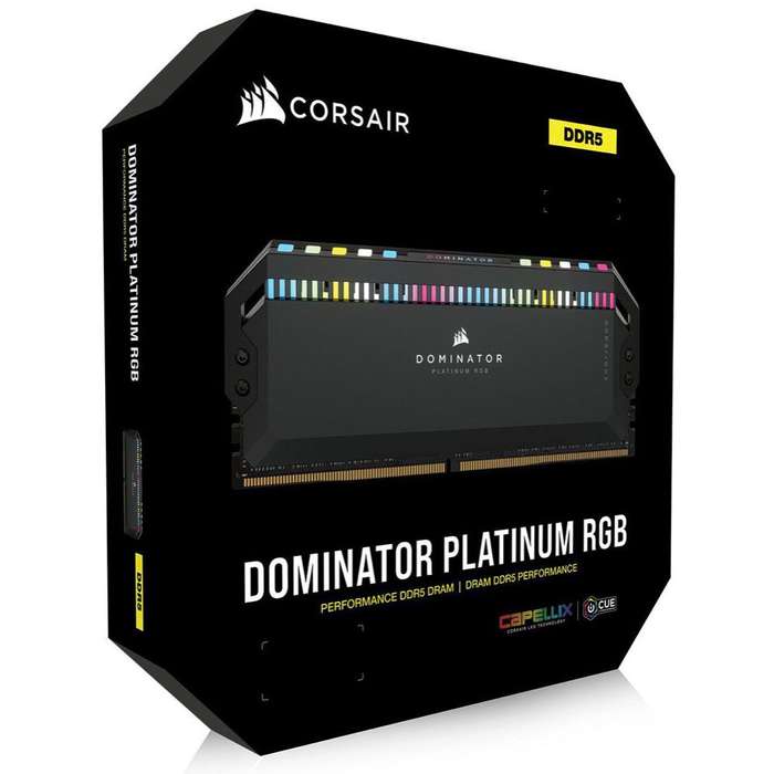CorsairDOMINATOR PLATINUM RGB DDR5; 5200MHz 64GB 2x32GB DIMM; 40-40-40-77; 1.25V