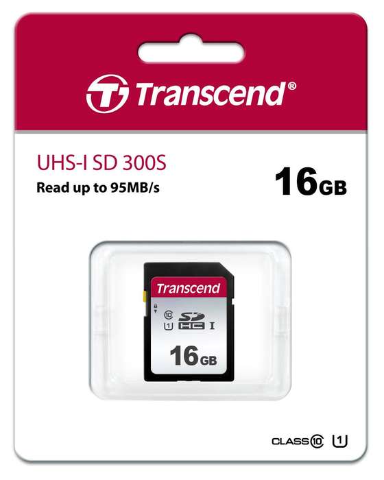 TRANSCEND 300S 16GB UHS-I CLASS 10 U1 SDHC CARD - TLC