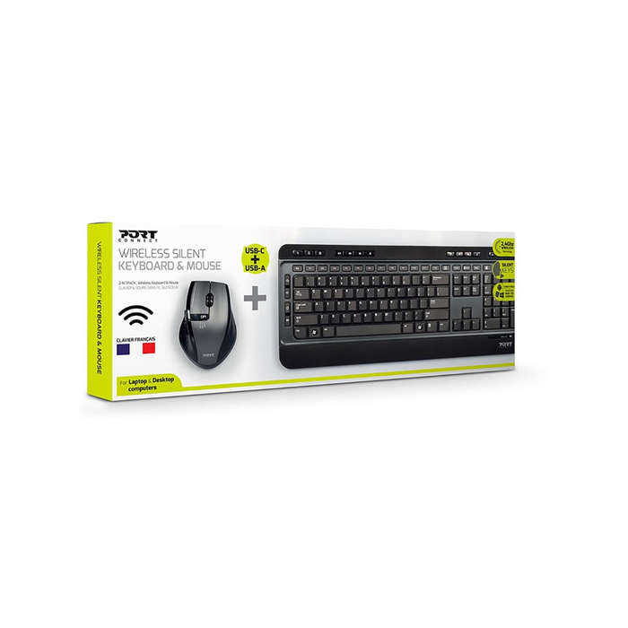 PORT WIRELESS KEYBOARD & MOUSE BUNDLE - SILENT - BLACK