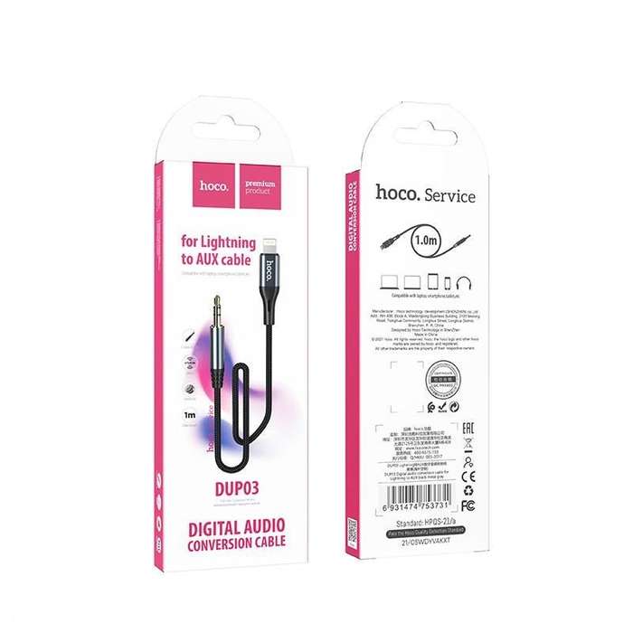 Hoco Lightning To Audio Conversion Cable - 1m