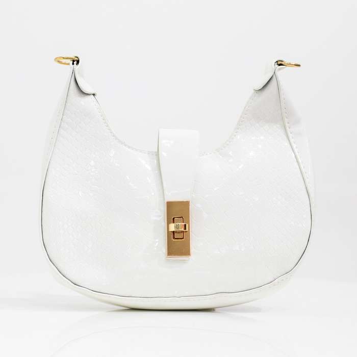 Indira faux leather rigid shoulder bag white