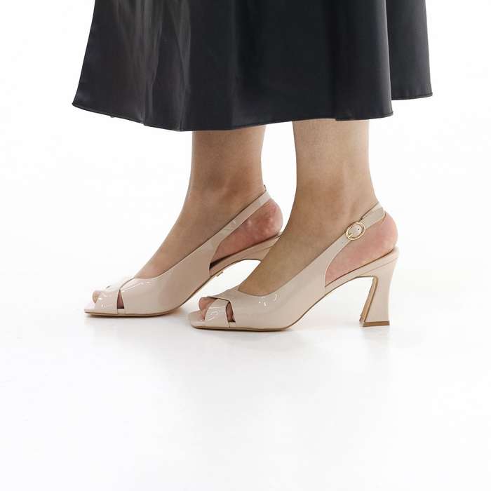 SUKI block heel slingback cross over 7.5CM heel sandal