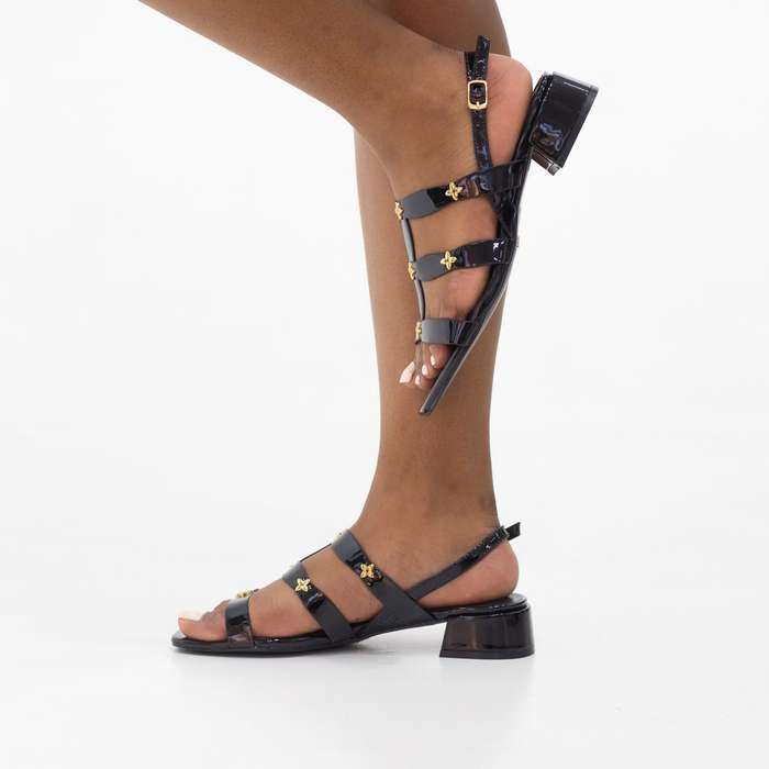multi strap sandal with trim 7.5 cm heel