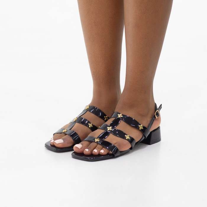 multi strap sandal with trim 7.5 cm heel