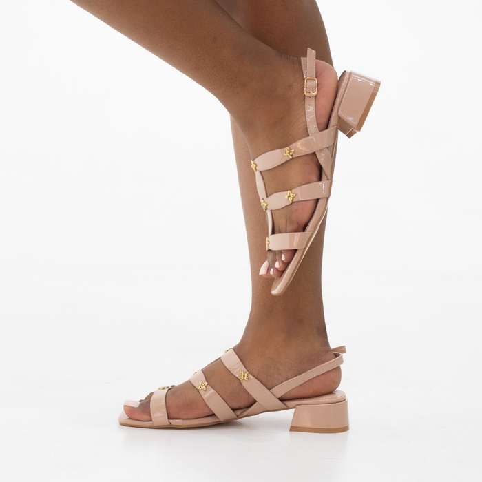 multi strap sandal with trim 7.5 cm heel